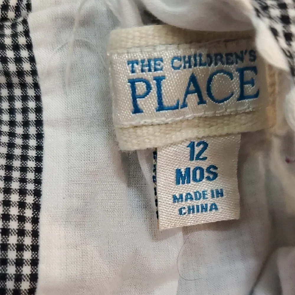 The Children's Place Black and White Checkered Dress Baby 12 Months - Picture 2 of 7